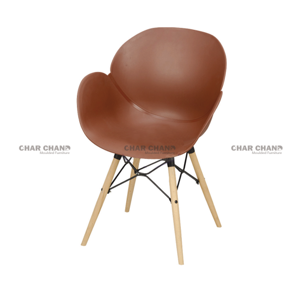 Oval Plastic Shell Chair With Wooden Legs Model SC-400-WL