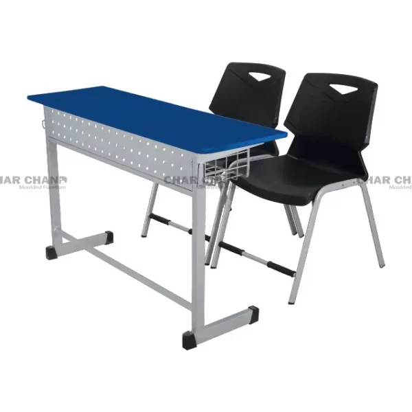 S-930 2-Seater Study Table With Iron Book Shelf And Fiber Top