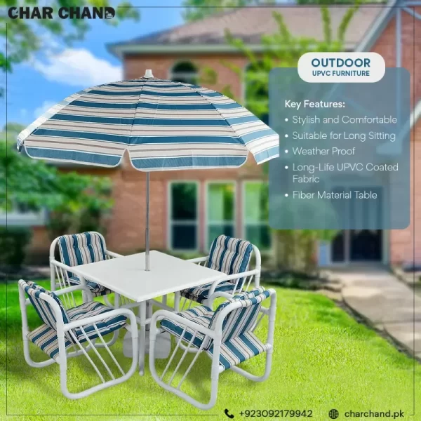 Veranda UPVC Craft Outdoor Chairs Set With Umbrella